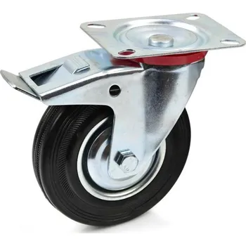 Pojezdové kolečko Náhradní otočné kolečko gumové s brzdou 100mm GEKO 0.840 Kg HOBY Sklad3 G71518 (0.840 Kg HOBY Sklad3 G71518)