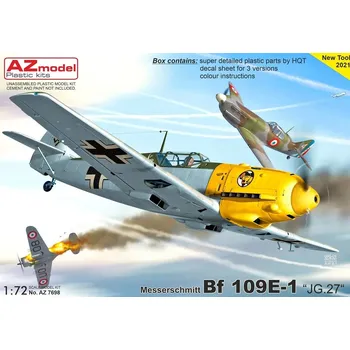 Plastikový model AZ model 1/72 Messerschmitt Bf 109E-1 JG.27 (3x camo)