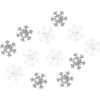 Vánoce Vločka dřevěná s lepíkem 4 cm šedá a bílá, 12 ks 4933