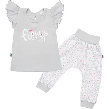 Dupačky NEW BABY 2-dílná kojenecká bavlněná souprava New Baby Happy Flower šedá Vel. 92