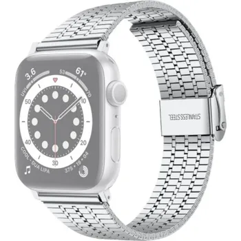 Ostatní příslušenství k chytrým hodinkám eses Kovový řemínek pro Apple Watch s trojitým proužkem - Stříbrný 38mm, 40mm, 41mm