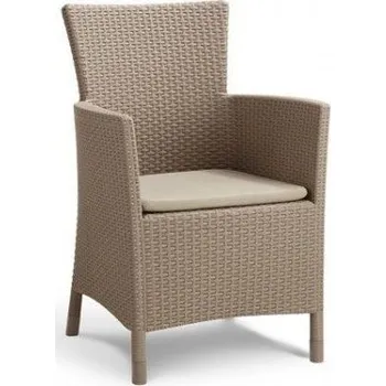 Luxusní křeslo z umělého ratanu s nízkým opěradlem, cappucino (světle hnědá)