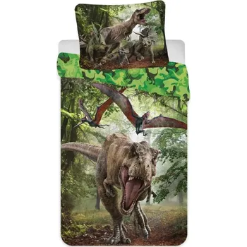 Povlečení Jerry Fabrics Jurský Svět Green 140 x 200, 70 x 90 cm zipový uzávěr