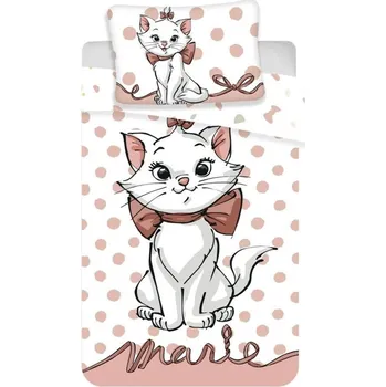 Povlečení Jerry Fabrics Kočička Marie dots 02 baby 100 x 135 cm, 40 x 60 cm zipový uzávěr 