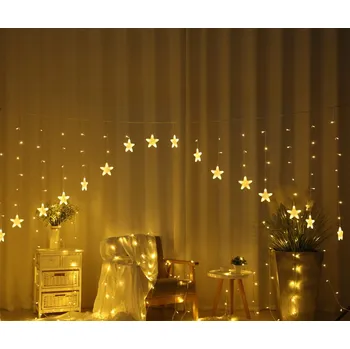Vánoční dekorace Venkovní LED světelná záclona hvězda - 190 LED/8 m propojovatelná bílá studená