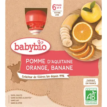 BABYBIO jablko pomeranč banán 4 x 90 g