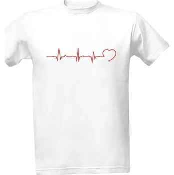 Pánské oblečení Tričko s potiskem Tep srdce Triko Bílé pánské