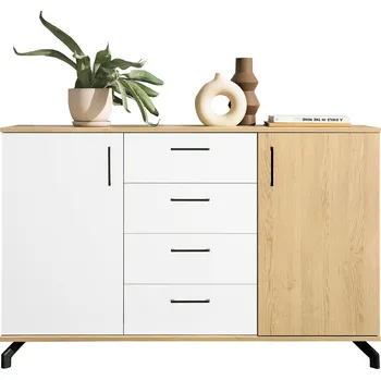 Komoda Madison - komoda MD9 - bílá lux/dub