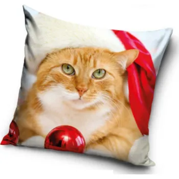 Dekorativní polštářek Carobotex Vánoční polštářek Kocourek Zrzeček 40x40 cm