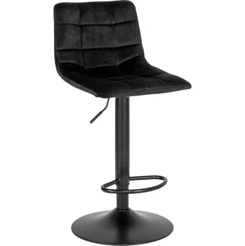 Barová židle Nordic Living Černá sametová barová židle Nellie 63-83 cm