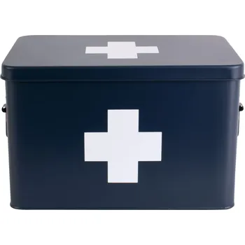 Lékárnička Lékárnička velká kovová tmavě modrý Present Time (Barva- tmavě modrá, bílý kříž)
