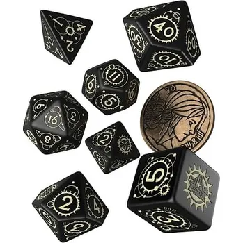 Příslušenství k deskovým hrám Q-workshop Sada kostek Zaklínač - kostky Ciri, barva bílo-zelená