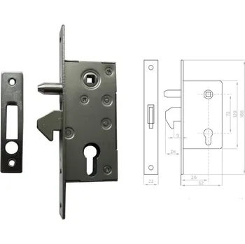 Nábytkové kování Hákový zámek s trnem do profilu 60 mm