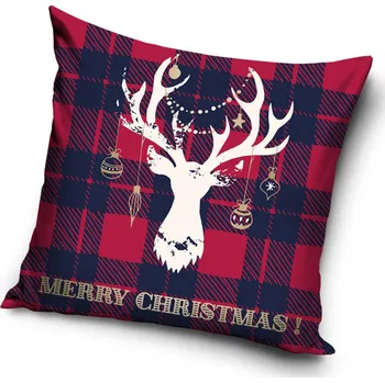 Dekorativní polštářek Carobotex Vánoční polštářek Jelen s baňkami 40x40 cm