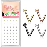 Sada 40ti piercingů do nosu s kuličkou, tl. 0,8 mm