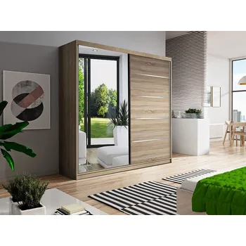 Šatní skříň Skříň Blues kombinovaná se zrcadlem - Skříň dvoudvéřová kombinovaná se zrcadlem