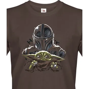 Pánské tričko Pánské tričko - Yoda a Manadaloriana, Barva Army 29 Bezvatriko.cz 0902