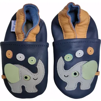 Capáčky Hopi Hop Kožené capáčky - Sloník modrý (bubliny) Velikost: 2-3 roky
