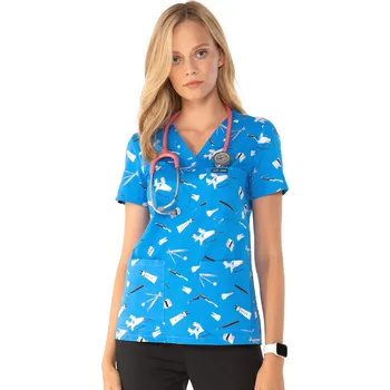 Dámská halenka Louis Lanier Bavlněná halena s antibakteriální úpravou VANNES s dentálním potiskem Blue Dental Velikost: L