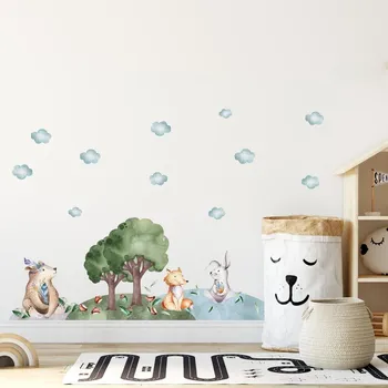 Samolepící dekorace LuxusniObrazy.cz Samolepky na zeď – Medvěd, liška a zajíc