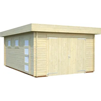 Přístřešek na auto GARÁŽ Rasmus 19 m2 - s dřevěnými dveřmi