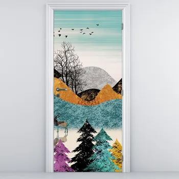 Fototapeta LuxusniObrazy.cz Fototapeta na dveře - Grafický motiv s jeleny