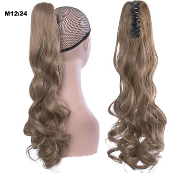 Módní doplněk Culík, cop na skřipci vlnitý 55 cm - M12/24 (mix karamelově hnědá/platinově plavá)