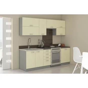 Kuchyňská linka Kuchyňská linka KARMEN, 240 Sestava A krémový lesk / šedá