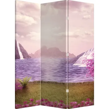Paraván LuxusniObrazy.cz Paraván - Růžové stromy s jezerem