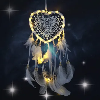 Lapač snů Lapač Snů s LED-laskavé srdce s bílou barvou (17 cm)