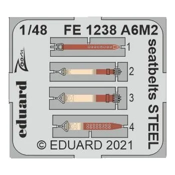 Plastikový model Eduard 1/48 A6M2 seatbelts STEEL (EDUARD)