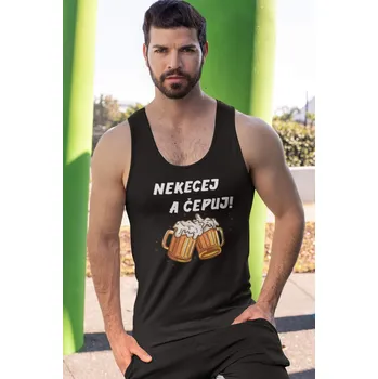 Pánské tílko Pánské tílko Nekecej a čepuj! Barva: Černá, Velikost: S