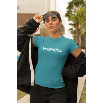 Dámské tričko Vínopička Barva: Tyrkysová, Velikost: M