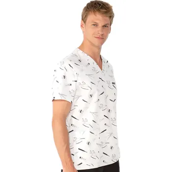 Pánská košile Louis Lanier Bavlněná halena s antibakteriální úpravou TULON s dentální potiskem White Dental Velikost: XS