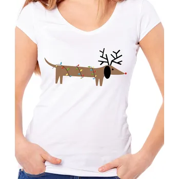 Pánské tričko Dámske tričko - Vánoční jezevčík, Barva látky růžová , Střih Pánsky / UNISEX, Velikost L