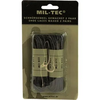 Tkaničky do bot MIL-TEC Tkaničky na obuv bavlněné voskované 220 cm Černé - 2 páry