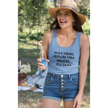 Dámské tílko Piji s Vírou Barva: Světlemodrá, Velikost: XS