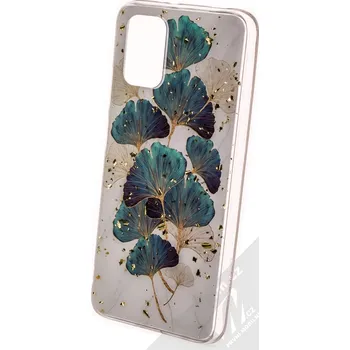 Pouzdro na mobilní telefon 1Mcz Gold Glam Lístky TPU ochranný kryt pro Xiaomi Poco M3 bílá zelená (white green)