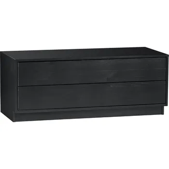 Televizní stolek WOOOD Černý borovicový TV stolek Frederica 100 x 39,5 cm