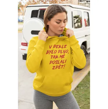 Dámská mikina Dámská mikina V pekle bylo plno Barva: Žlutá, Velikost: XL