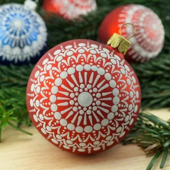 Vánoční ozdoba Vánoční koule červená lesklá III.