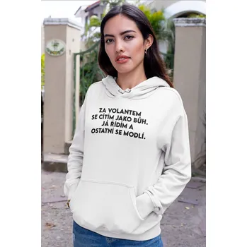 Dámská mikina Dámská mikina Řídím jako bůh Barva: Bíla, Velikost: 2XL