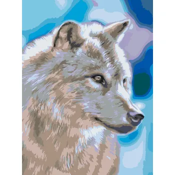 Malování podle čísel - Profil vlka Velikost: 40x60cm, Rámování: Pouze srolované plátno