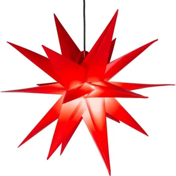 Vánoční světelná dekorace Vánoční dekorace - hvězda s časovačem 1 LED, 55 cm, červená