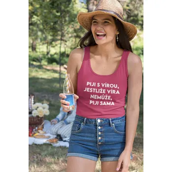 Dámské tílko Piji s Vírou Barva: Purpurová, Velikost: S