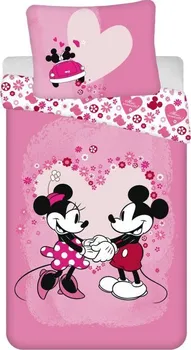 Ložní povlečení Jerry Fabrics Mickey a Minnie Love růžové 140 x 200, 70 x 90 cm zipový uzávěr