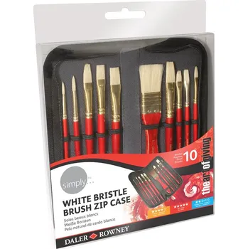 Umělecký štětec Daler Rowney Simply Oil Brushes bílá štětina/červené 10 ks