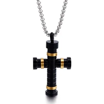 Náhrdelník Steel Edge Přívěsek křížek chirurgická ocel WJHC457GK Délka náhrdelníku: 65cm