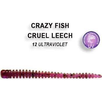 Umělá nástraha Gumová nástraha Crazy Fish Cruel Leech 5,5cm 12 Ultraviolet (8ks)