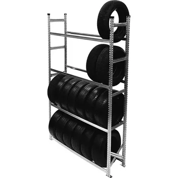 Uskladnění pneumatiky Wexta Regál na pneumatiky bez ráfku, 2500x1500x400 mm, 4 police, základní
